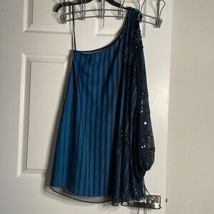 NWT Alphamoment beaded one shoulder dress